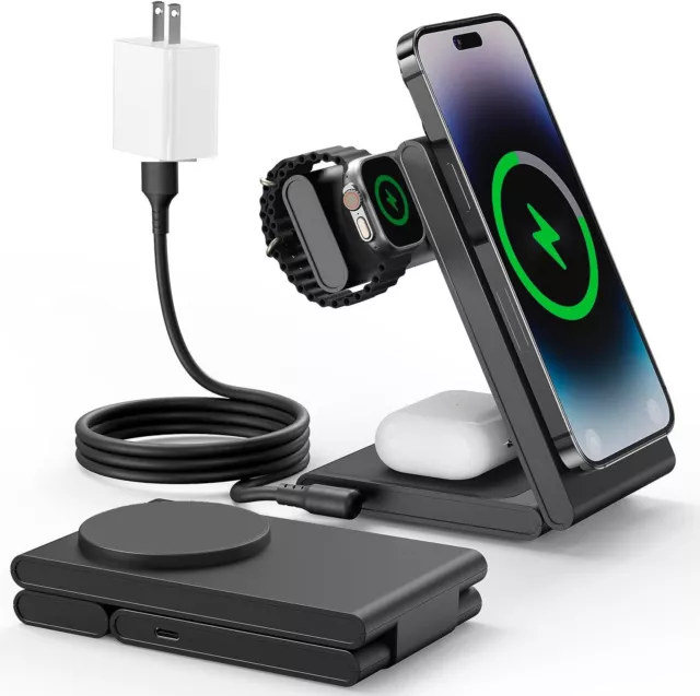 3 in 1 Charging Station for Apple DevicesMag-Safe Charger Stand Fast Charging...