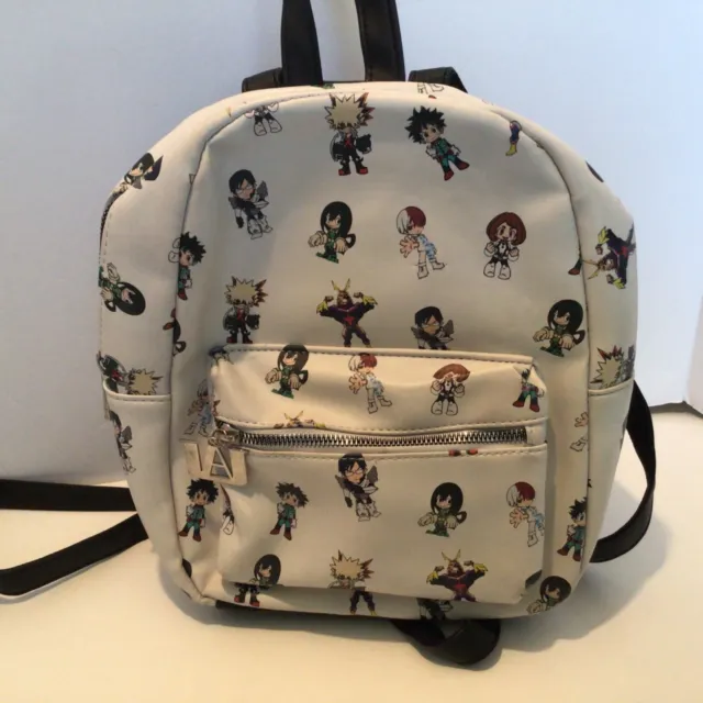 My Hero Academia Mini Backpack Chibi Characters White Approx 10" Zipper Anime