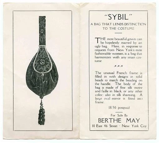 Sybil Woman's Handbag Brochure by Berthe May of New York 1910's