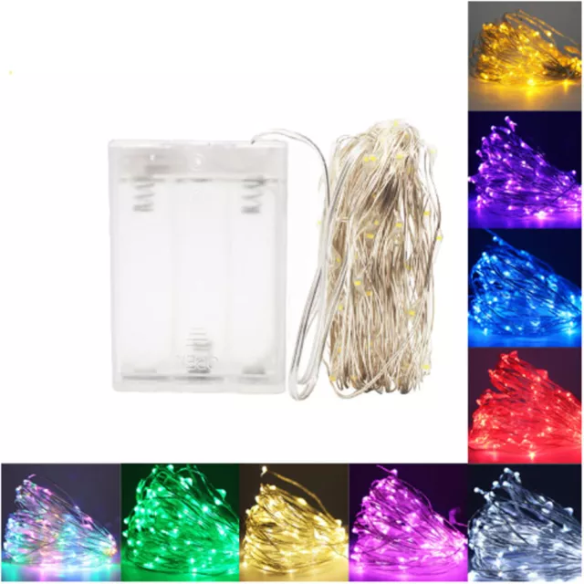 20/50/100 LEDs Battery Operated Mini LED Copper Wire String Fairy Lights 10M