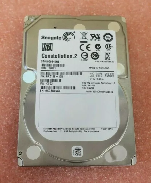 Seagate 1TB Enterprise ST91000640NS 9RZ168-175 Constellation.2 HDD 1TB 7.2k