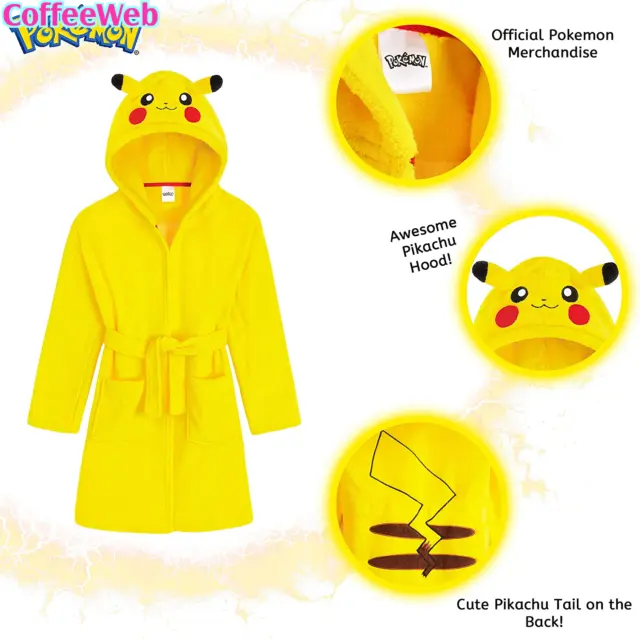 Pokemon Vestaglia per Bambino, Vestaglie Di Pikachu in Morbido Pile per Bimbo Da 2