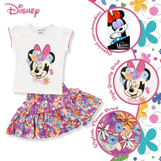 Completo bambina Disney Minnie Mouse estivo t-shirt e gonna in cotone 6167 2