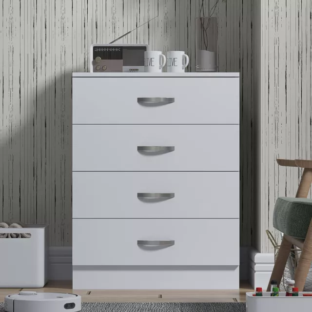 Banos Chest Of Drawers 4 Drawer Modern Bedroom Furniture Storage Cabinet White