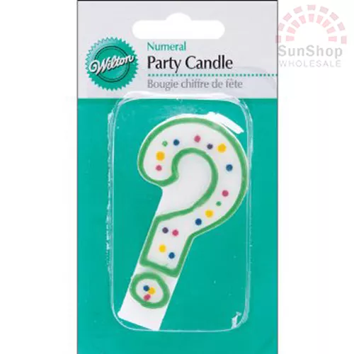 Genuine! WILTON Number ? Polka Dot Numeral Party Birthday Cake Candle Green!