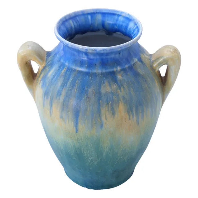 Empire Ware Vase Art Deco Drip Glaze 1930s Vintage Pottery Blue Green Gold