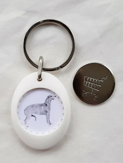 Scottish Deerhound Trolley Token Coin Keyring