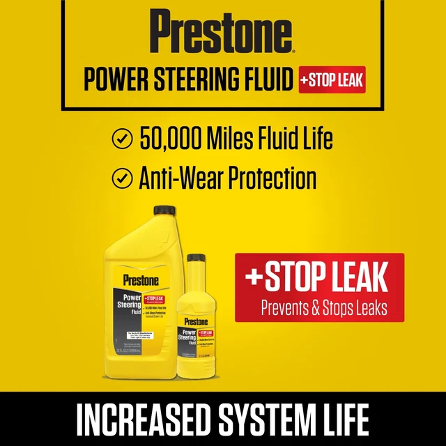 💯 Prestone Usa - Power Steering Fluid + Stop Leak (12 Oz)