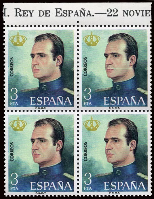 España - Edi ** 2302 Bl.4 - 1975 - Variedad raya blanca atravesando 2 sellos