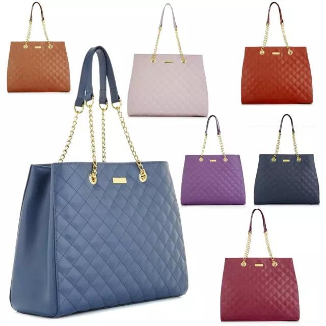 JOY & IMAN Diamond Quilted Genuine Leather Satchel with RFID 581902-J