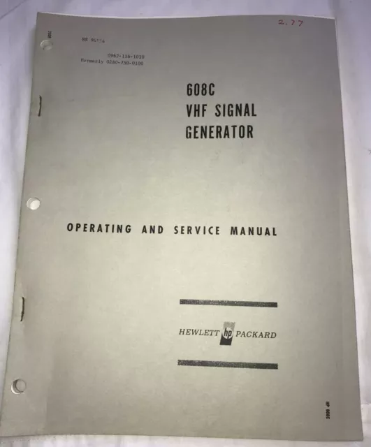 HP 608C VHF Signal Generator Operating and Service Manual