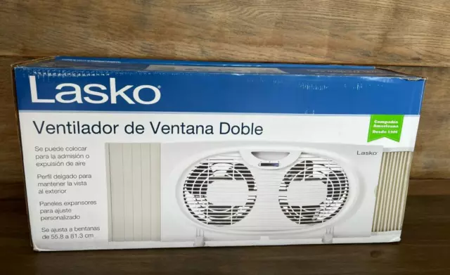 Lasko Twin Window Fan - 2 Speed - Quiet, Carrying Handle, Manual Control, Energy