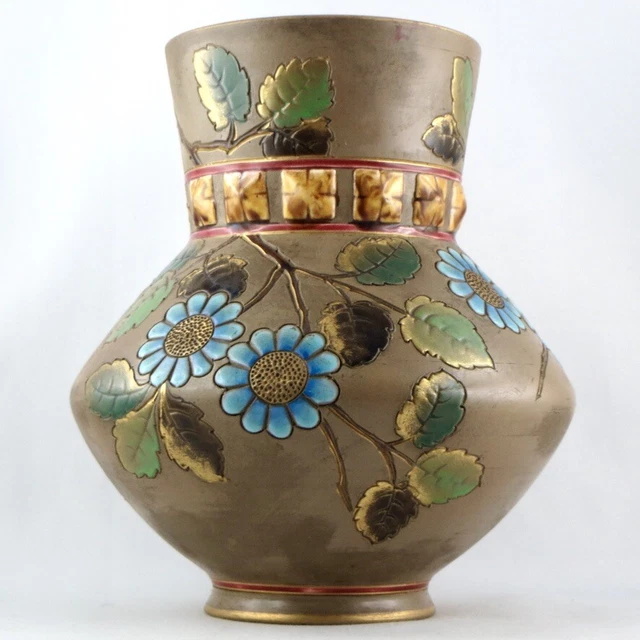 VASE ANCIEN Céramique SARREGUEMINES, Art Nouveau/Déco 1920, "terre d'égypte"...