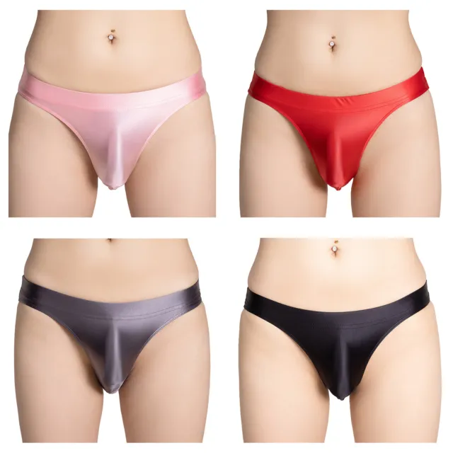 Men's Glossy Low Rise Underwear Elastic Waistband Bulge Pouch Briefs Jockstrap