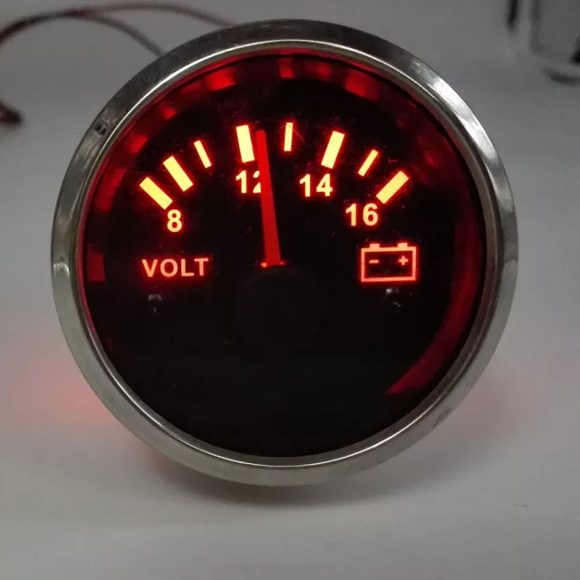 2" 52mm 8~16V Auto Volt Spannungsmesser Gauge Voltmeter ROTES Licht Digital