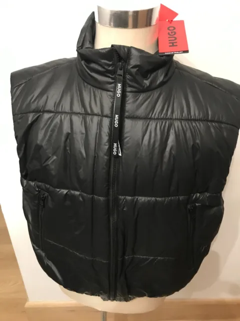 HUGO BOSS Womens Felere Cropped quilted gilet size 10 in Black