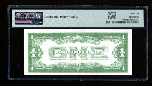 DBR 1934 $1 Silver Funnyback Fr. 1606 GA Block PMG 55 EPQ Serial G16123013A 2