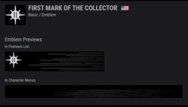 Random pin + First Mark of the Collector emblem Destiny 2
