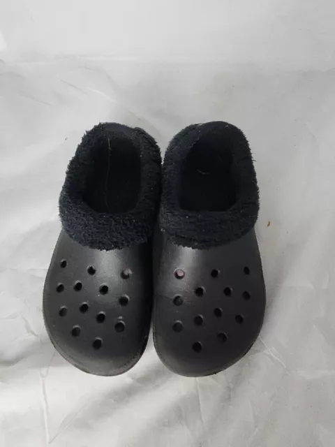 Crocs Black Faux Fur Lined Clogs Dual Comfort Size Men's 6 Women's 8 Shoes
