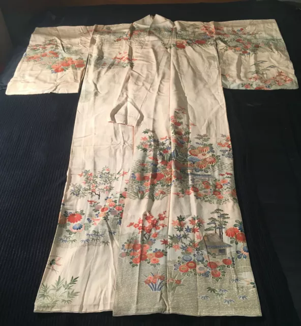 Vintage New Handmade Japanese Furisode Kimono Robe, the 1960s