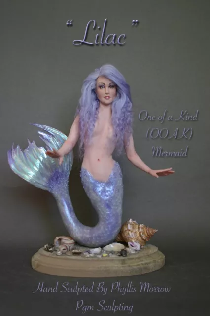 Ooak sculpture Mermaid fantasy art doll by Phyllis Morrow of Pgm Sculpting