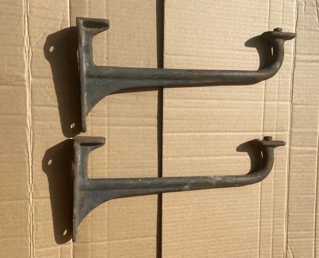 Vintage Pair Of 13" Antique Sink Industrial Cast Iron Shelf Brackets