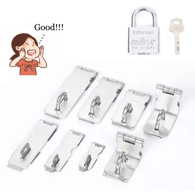 Safety Hasp Staple Silver Gate Shed Door Padlock Flat Lock Latch Locking Door