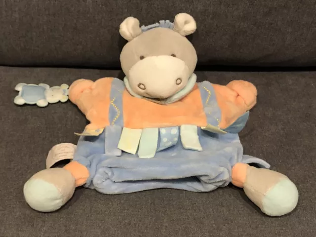 Doudou Marionnette Âne Mario Doudou Et Compagnie Orange Bleu