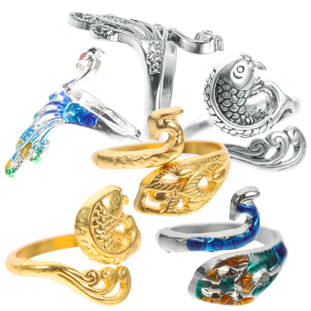 6 piezas anillo de ganchillo anillo de tejido ajustable anillo trenzado ajustable vintage