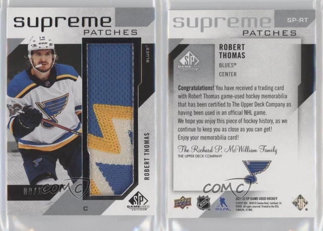 2021-22 Upper Deck SP Game Used Supreme Patch /15 Robert Thomas #SP-RT Patch