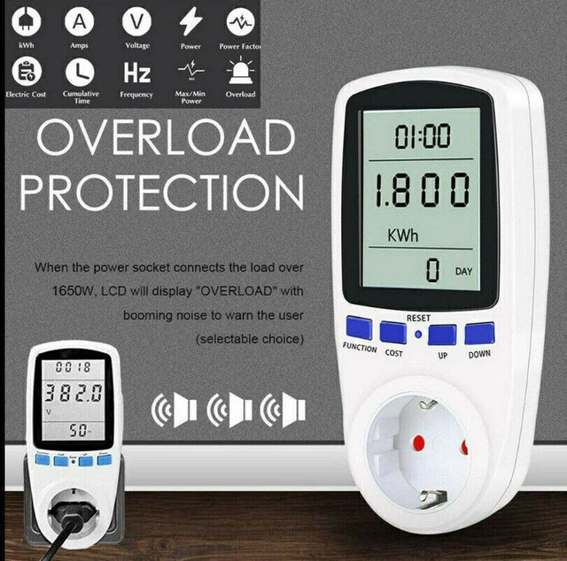 Misurazione Consumo Elettrico, Misuratore Di Potenza, Wattmetro Presa - Foto 7