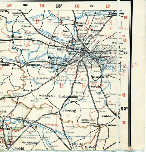 Berlin Potsdam Jüterbog 1922 orig. Teil-Karte/Ln Lübben Brandenburg Werder Nauen