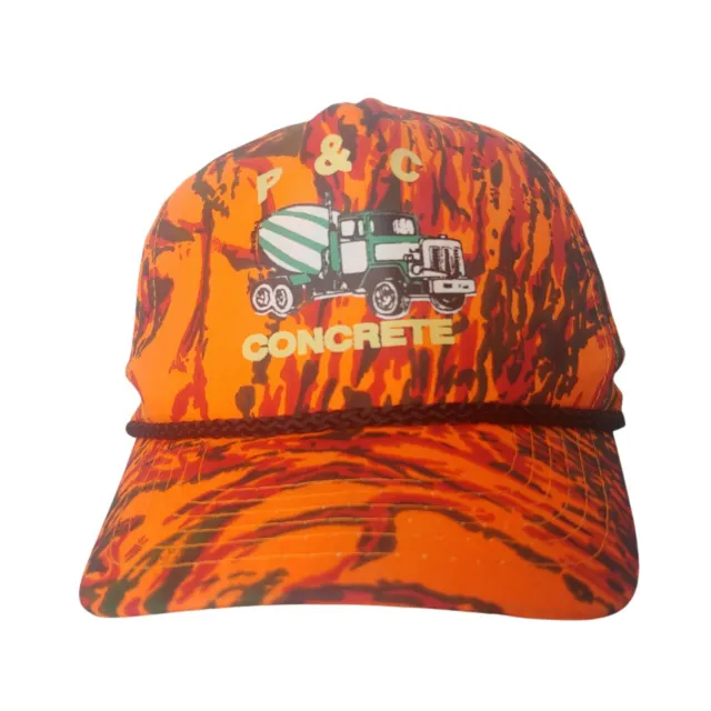 NOS Vintage P&C Concrete Trucker Blaze Orange Camouflaged Snap Back Cap Cobra
