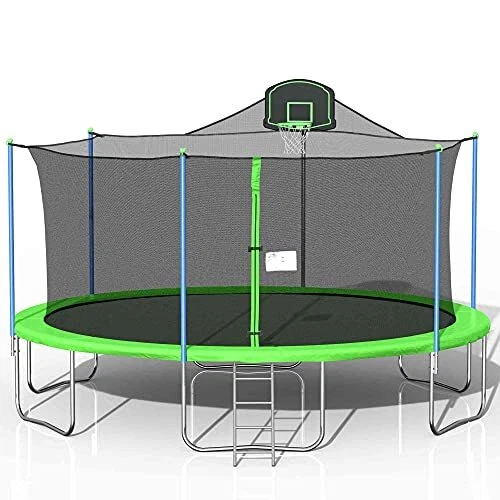 16 FT Trampoline, Enclosure Net and Safety Pad, Basketball Hoop and Ladder
