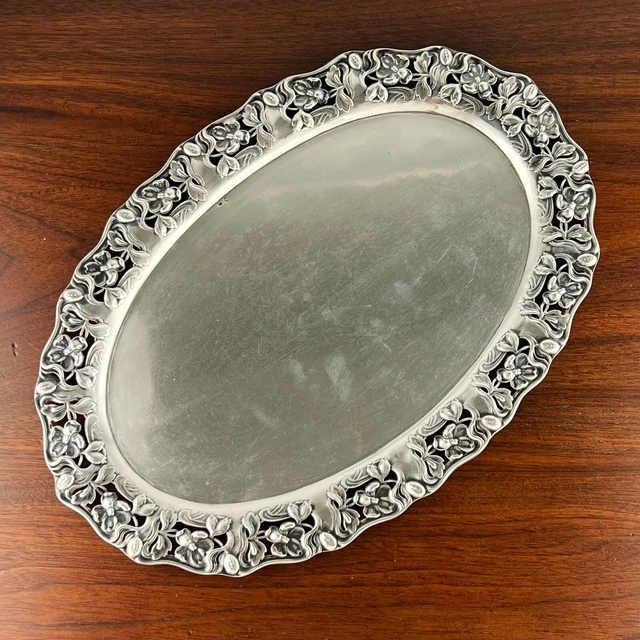 Stephan Vidor? Austrian Art Nouveau 800 Silver Pierced Tray 1872-1922 No Mono