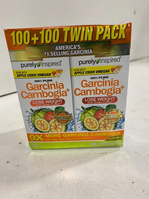 NIB TWIN PACK- Purely Inspired GARCINIA CAMBOGIA 100 Tabs Weight Loss Fat Burner