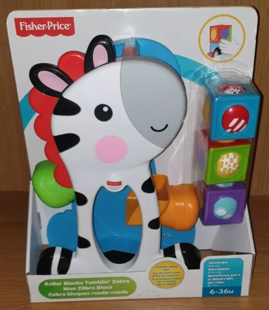 Fisher Price Roller Blocks Tumblin Zebra Baby Activity Toy New Xmas Boy Girl Fun