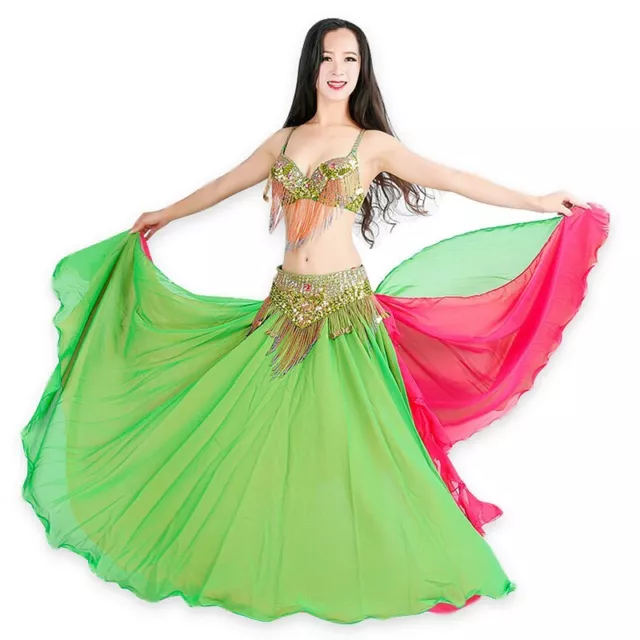 Women Dancewear Professional Bra Belt Skirt Oriental Beaded Belly Dance Costume