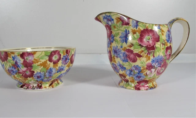 Vintage Royal Winton Grimwades England Chintz Royalty Creamer & Sugar Set