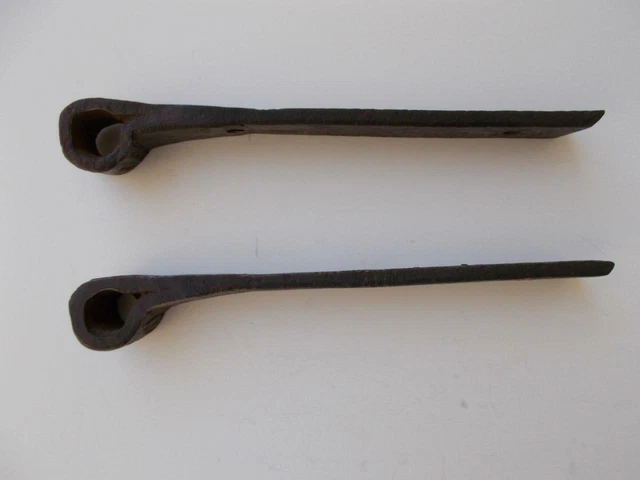 Pair Hand Forged Antique Iron Barn Door Strap Hinges 7 3/4" x 1 1/8" Primitive 3