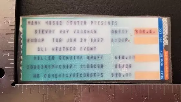 Stevie Ray Vaughan - Vintage Laminated June 30, 1987 Concert Ticket Stub