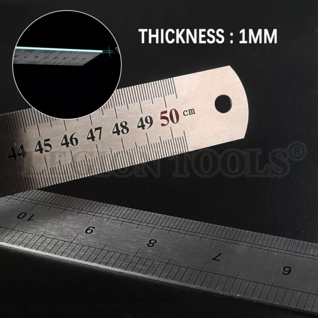 25cm/30cm/50cm Double Sided Stainless Steel Metal Ruler Rule Precision 2