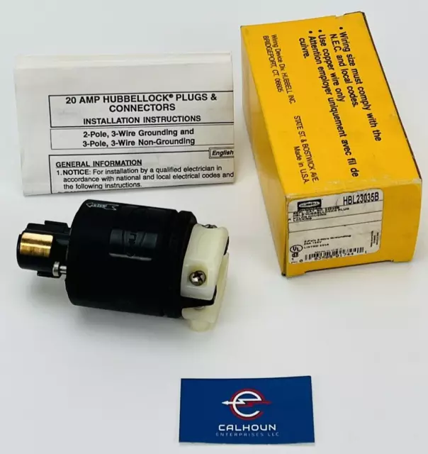 NEW in box! Hubbellock HBL23035b 20A Locking Plug 2P 3Wire 125Vac Bk *WARRANTY*