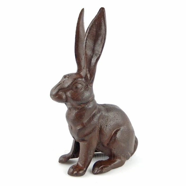 Large Bunny Rabbit Figurine Statue Heavy Duty Cast Iron Garden Decor 10.5"