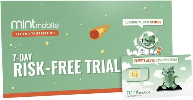 Mint Mobile 3-in-1 GSM SIM Card See for Yourself Kit 7-Day Risk-Free Trial LTE f
