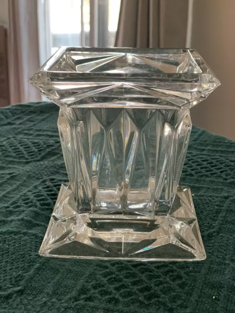 Party Lite~ Quad Prism Small Pedestal 5" Candle Holder 24% Lead Crystal