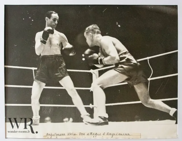 BOXE 1936 - COMBAT ANGELMANN / WEISS - Grande Photo de presse 30x40cm -