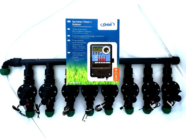Kit Irrigazione Programmatore 8 Zone Prato Giardino Elettrovalvola Orbit Baccara