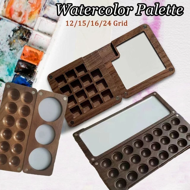 Suministros de pintura Paleta de pintura hecha a mano Paleta de acuarela Madera Portátil