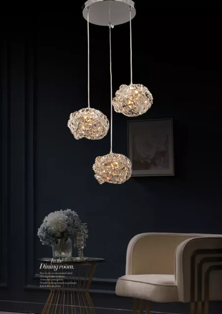 Aglow INT®Modern 3 Cluster Ceiling Pendant Chandelier with K9 Crystal deco